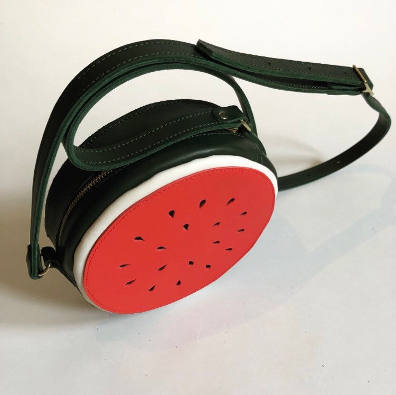 La Lisette Leather watermelon bag, cross body, La Lisette, fruit bag, summer bag, melon bag image 3