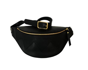 Black Leather Fanny Pack