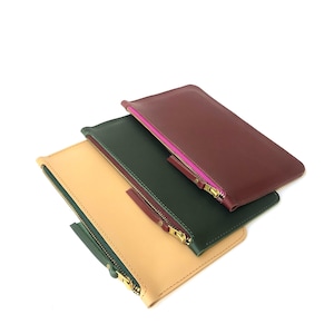 Cartera de piel La Lisette, neceser, estuche de maquillaje, estuche para lápices.