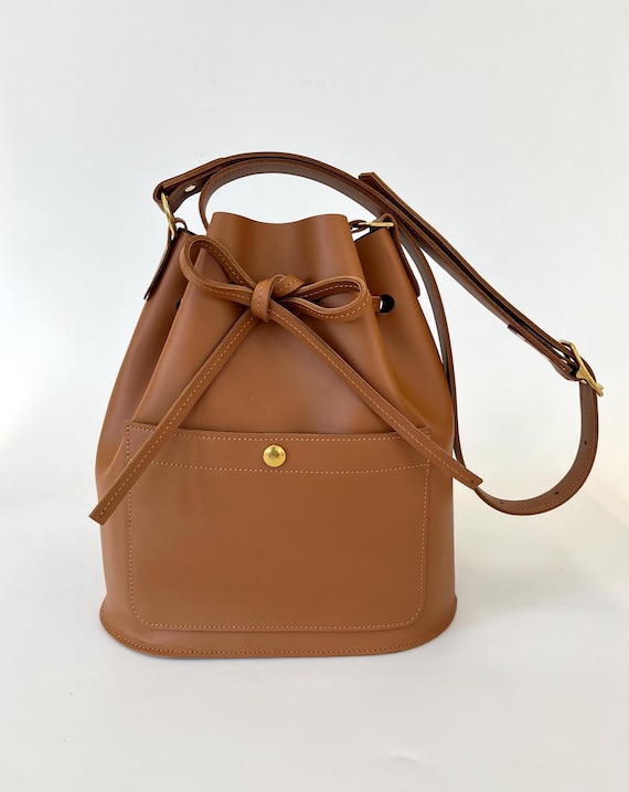 Brown leather Bucket bag, slouchy bag, handmade handbag