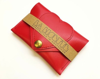 Valentine gift for her, heart leather card case, small wallet