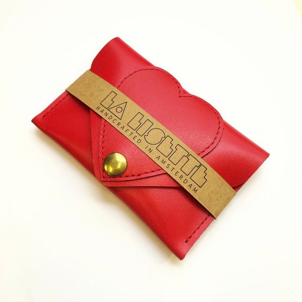 Valentine gift for her, heart leather card case, small wallet