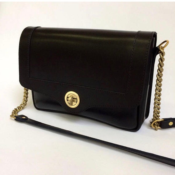 Leather bag black, handmade, perfect gift, crossbody purse, la lisette women's purse