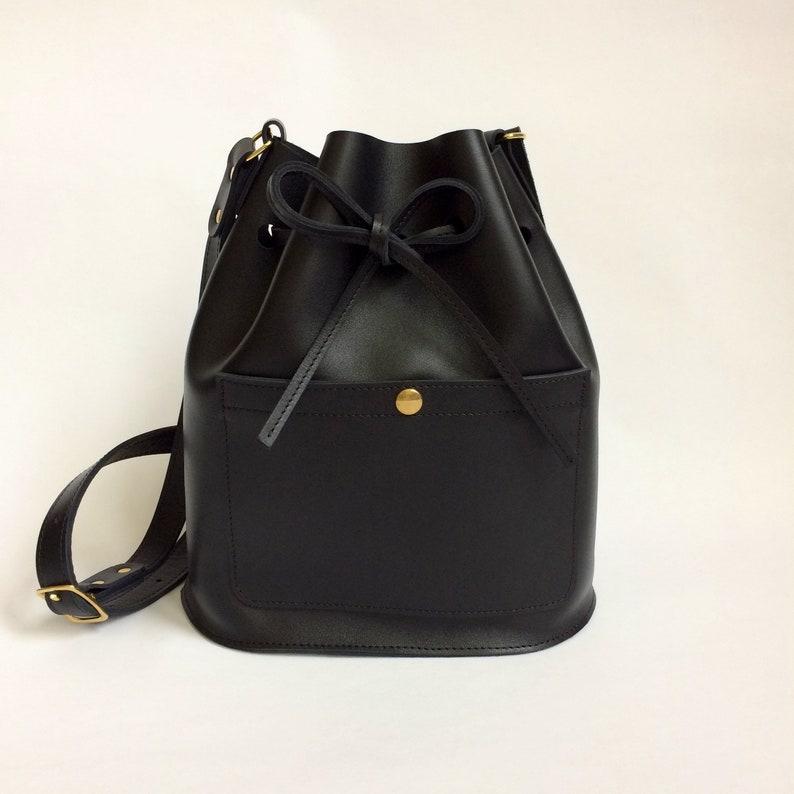 Black Bucket Bag Leather Bucket Bag Shoulderbag Women's Etsy