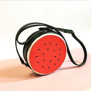 La Lisette Leather watermelon bag, cross body, La Lisette, fruit bag, summer bag, melon bag image 1