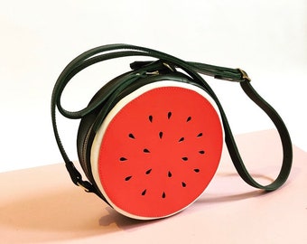 La Lisette Leather watermelon bag, cross body, La Lisette, fruit bag, summer bag, melon bag