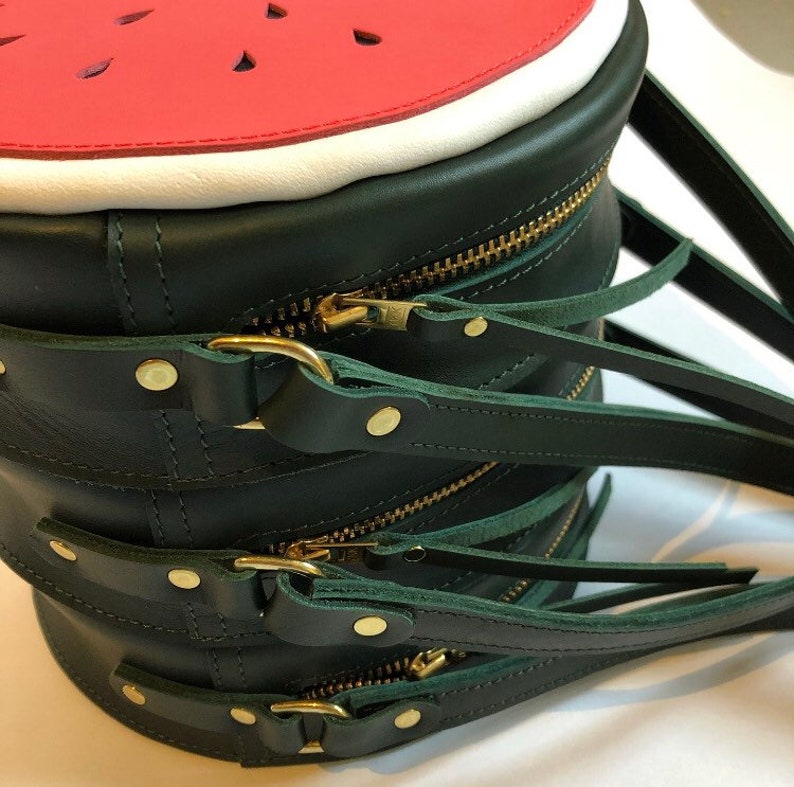 La Lisette Leather watermelon bag, cross body, La Lisette, fruit bag, summer bag, melon bag image 6