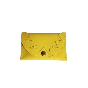 Tarjetero de piel amarilla / Billetera / Estuche de piel / Zigzag / Tarjetero / Tarjetero / Monedero de piel / Gatito