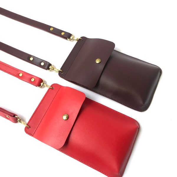 Handmade leather Phone case, iPhone sling bag