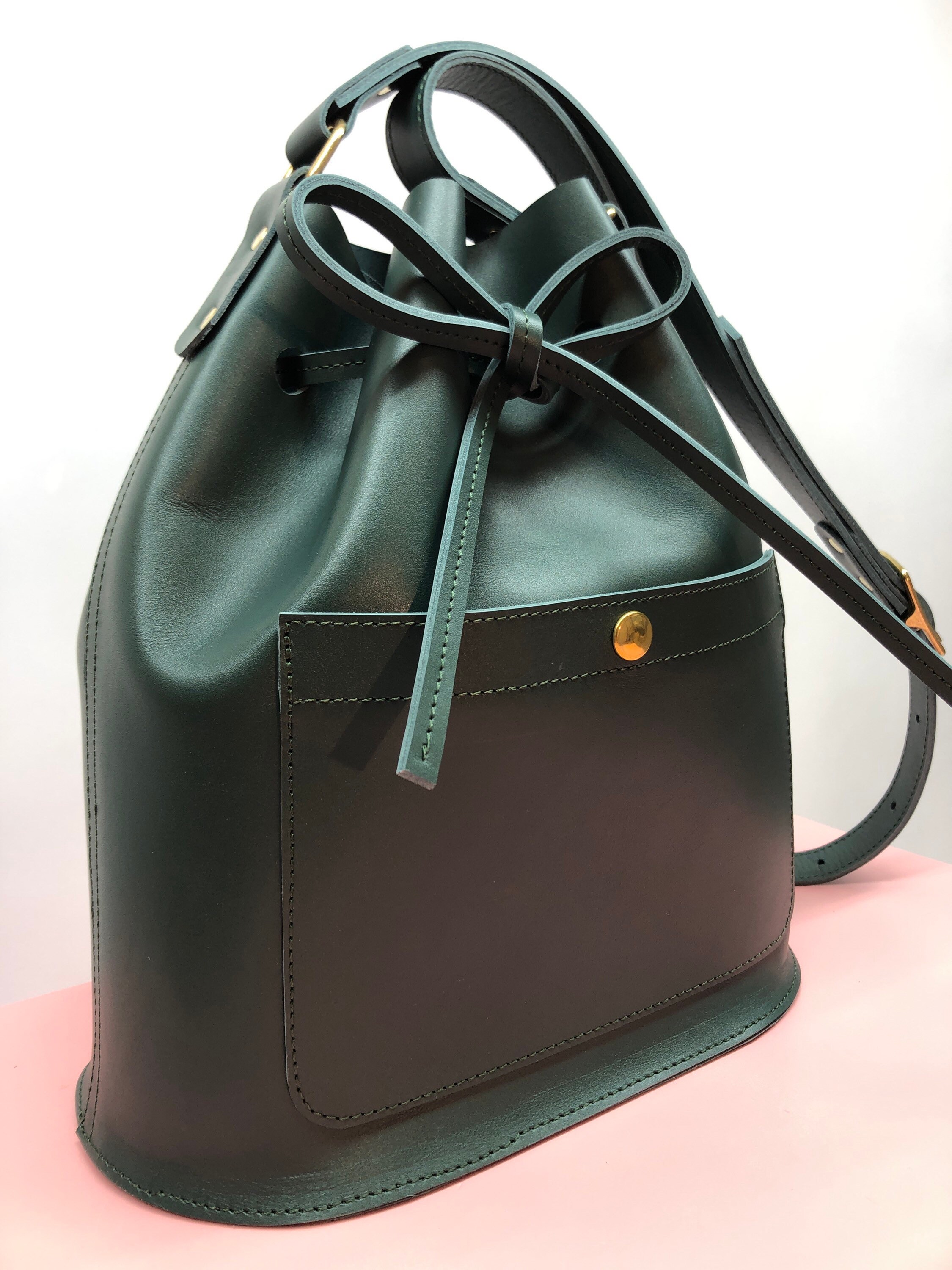 Leather Bucket Bag - Large - Forest Green - Go Forth Goods ®