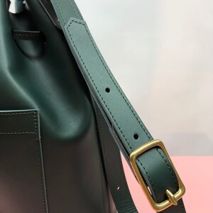 La Lisette Leather bucket bag Forest green shoulder bag womens bag green leather bag image 5