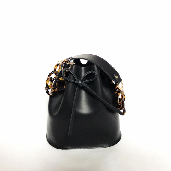 Leather Bucket Bag Black Etsy Ireland