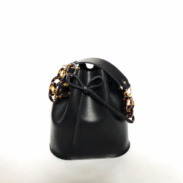 Leather bucket bag Black