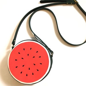 La Lisette Leather watermelon bag, cross body, La Lisette, fruit bag, summer bag, melon bag image 2