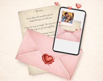 Animated Love Letter Photo Template, Long Distance Gift, Thinking of You, Romantic Video Card
