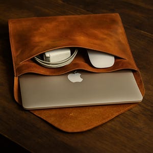 Custodia in pelle per laptop da 14 pollici – Custodia professionale per laptop minimalista retrò, custodia protettiva sottile, adatta per MacBook Pro 14, Dell, Huawei MateBook