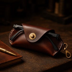 Custodia per occhiali in pelle da collo / Custodia unica per occhiali da sole / Cordino portaocchiali fatto a mano / Accessorio da viaggio / Regalo in pelle per la festa del papà