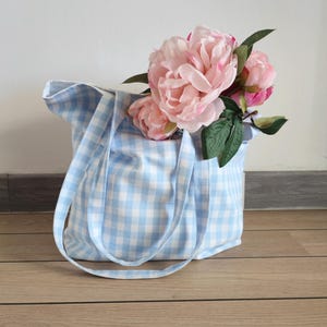 Tote Bag vichy bleu clair