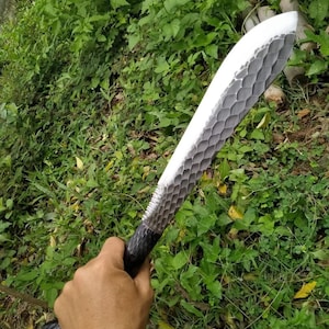 Handmade Machete Knife - Custom Forged Bushcraft Hunting Knife - Full Tang Survival Jungle Knife with Leather Sheath - Outdoor Camping