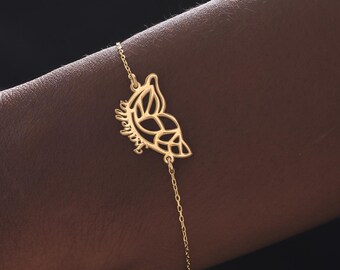 14K Gold Butterfly Charm Name Bracelet | Personalized Wing Bracelet | Gold Name Necklace | Custom Bracelet Gift for Her or Couples Set