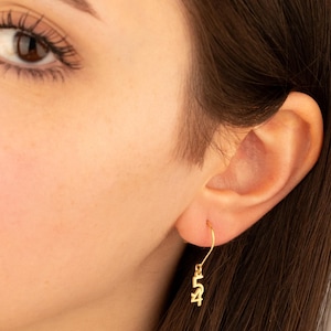 14K Gold Custom Number Stud Earrings: Lucky Sports Number Jewelry