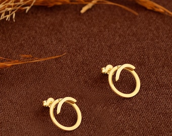 Kolczyki z 14-karatowego złota, delikatne okrągłe kolczyki, geometryczne kolczyki z przodu i z tyłu, okrągła biżuteria z zawieszkami, świąteczny prezent dla kobiet