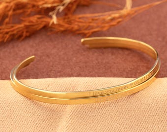 Brazalete con nombre personalizado en oro de 14 quilates: joyería conmemorativa grabada