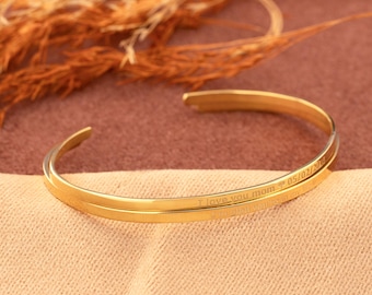 14K Gold Personalized Name Cuff Bracelet - Engraved Memorial Jewelry