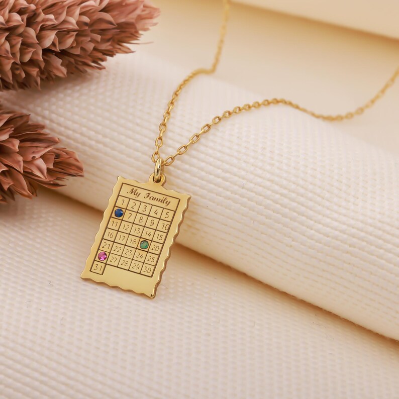 family necklace
memory necklace
birthstone calendar
birthday gifther
calendar necklace
birth date necklace
brithstone jewelry
special date
14k gold
bridesmaid necklace
family birthstone
custom calendar
date necklace