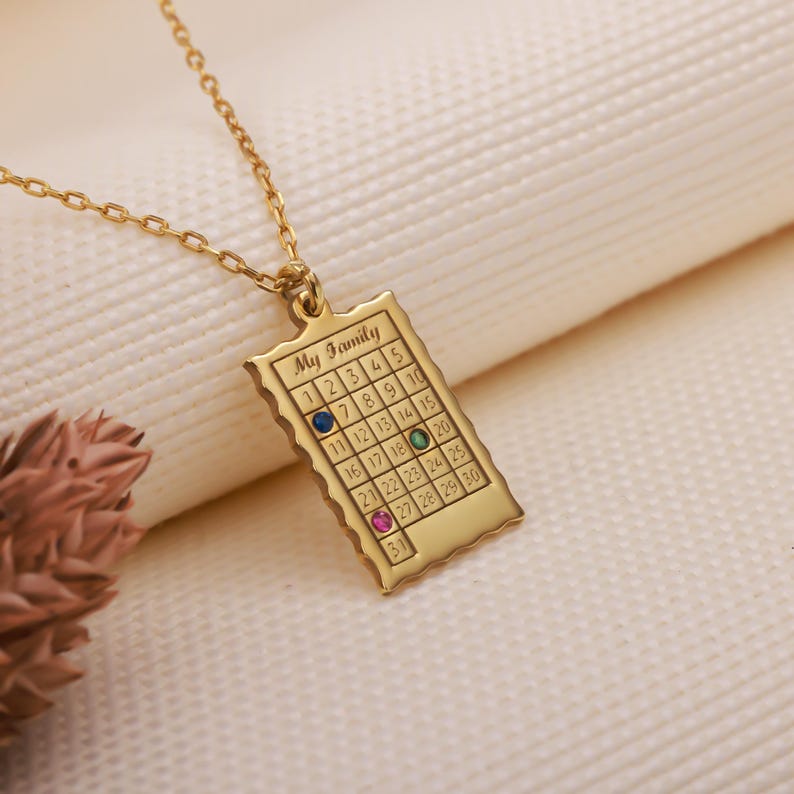 family necklace
memory necklace
birthstone calendar
birthday gifther
calendar necklace
birth date necklace
brithstone jewelry
special date
14k gold
bridesmaid necklace
family birthstone
custom calendar
date necklace