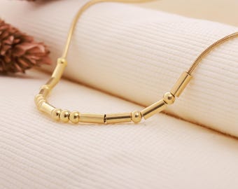 14K Gold Morse Code Necklace | Secret Name Jewelry | Custom Christmas Gift | Dainty Morse Code Necklace for Sister | Hidden Message