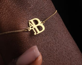 14K Gold Custom Monogram Initial Bracelet | Dainty Initial Jewelry | Personalized Name Bracelet | Personalized Gift for Bridesmaids or Mom