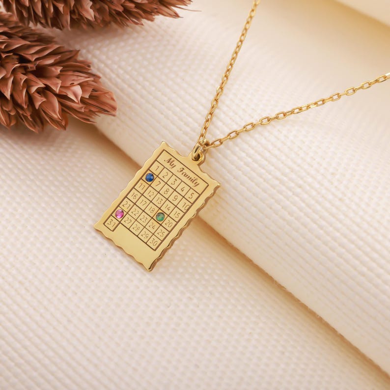 family necklace
memory necklace
birthstone calendar
birthday gifther
calendar necklace
birth date necklace
brithstone jewelry
special date
14k gold
bridesmaid necklace
family birthstone
custom calendar
date necklace