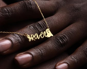 14K Gold Mini Ghost Necklace | Custom Halloween Pendant | Dainty Name Jewelry | Spooky Tiny Ghost Pendant | Friendly Boo Gift