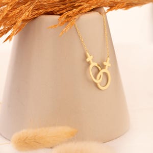 14K Gold Double Venus Necklace | Custom LGBT Necklace Gift | Dainty Feminist Lesbian Transgender Jewelry | Bisexual Pride Necklace