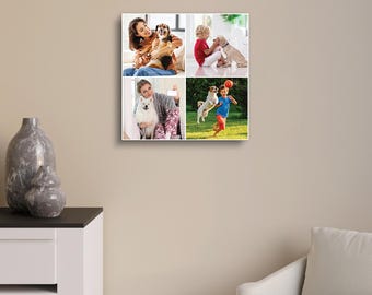 カスタム4枚写真コラージュキャンバスプリント：パーソナライズされたファミリーウォールアート
