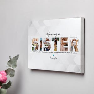 Personalised Photo Sister Gift Custom Canvas Print Friend with Any Quote,bespoke canvas print, wall decor,Friend keepsake, gift for parents,