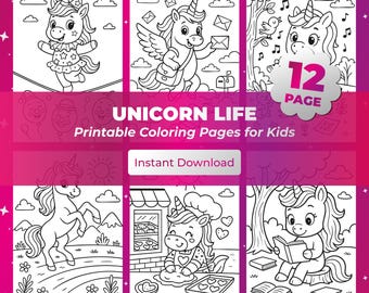 Unicorn Life - Printable Coloring Pages for Kids | Instant Download