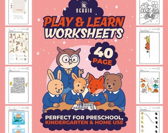 Kids Activity Book: 40 Pages of Coloring, Mazes, Puzzles (A4 Digital Download)