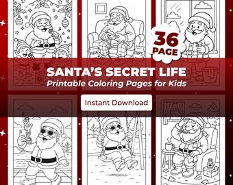 Let’s Color Santa’s Secret Life!– 36-Page Coloring Set (A4 Printable + Tablet-Friendly JPGs)