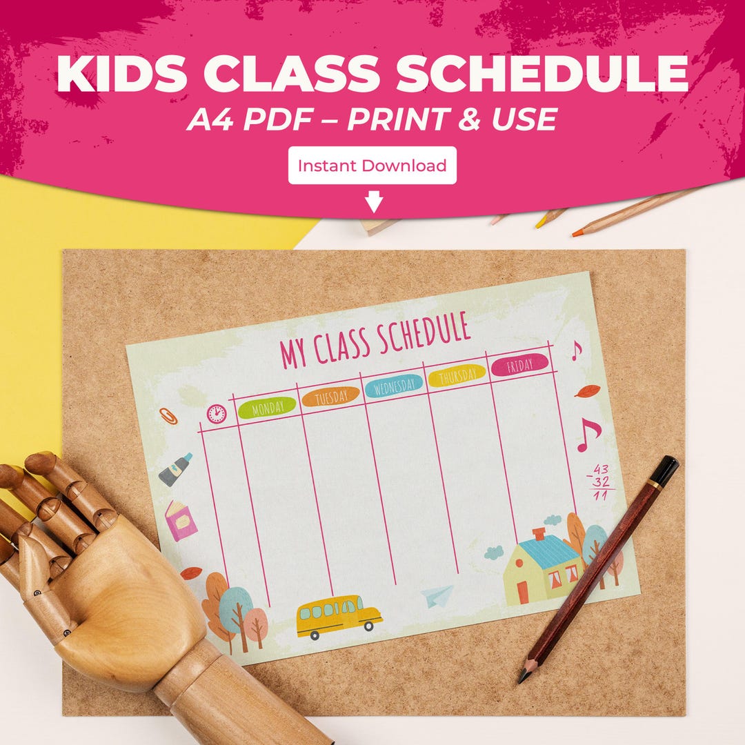 Colorful Pdf Kids Class Schedule | A4 Horizontal Colorful | PDF JPEG | Printable ...