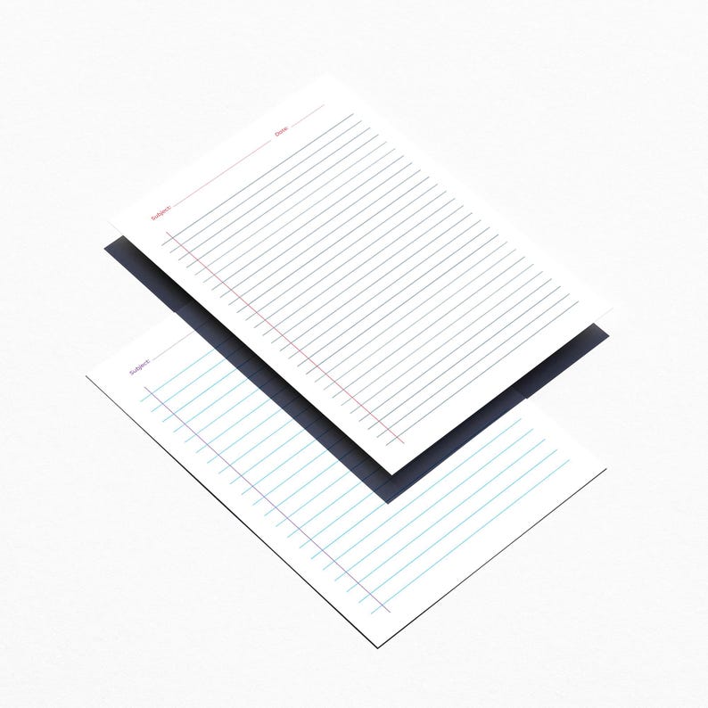 Redline Paper Set Colorful Lined Paper Set: A4 Printable Pages (PDF & JPEG) - Etsy Canada