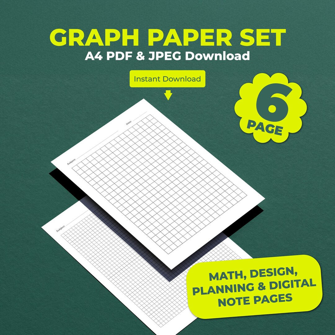 Printable Graph Paper Set: A4 Grid Templates (PDF & JPEG) - Etsy Canada
