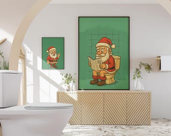 Funny Christmas Bathroom Wall Art – 2 Poster Set (Instant Download, High-Resolution JPEG)