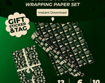 Christmas Gift Wrap • Sticker • Gift Tag Set (Digital Download)