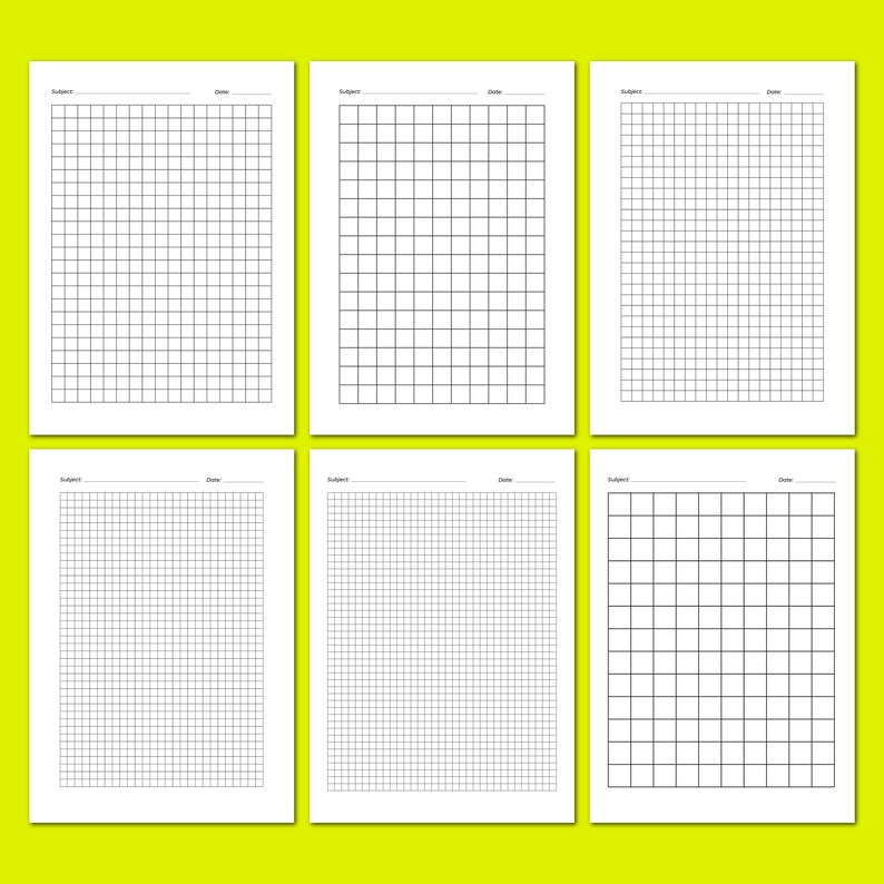 Printable Graph Paper Set: A4 Grid Templates (PDF & JPEG) - Etsy