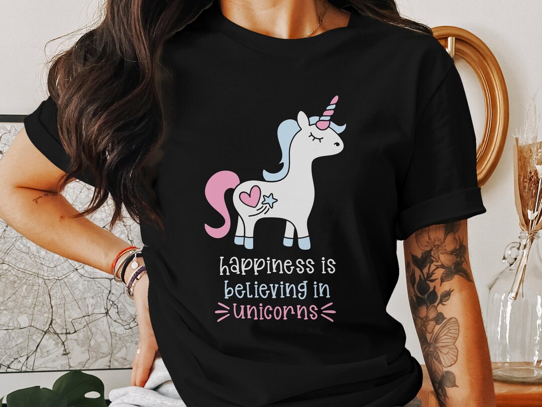 Unicorn Quote PNG, Happiness is Believing in Unicorns, Cute Unicorn Art ...