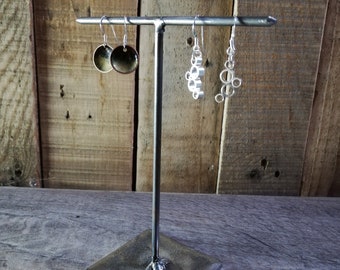 Tall earring , bracelet, ring stand by Wocky Metals craft fair display photo prop, metal stand for display and store.