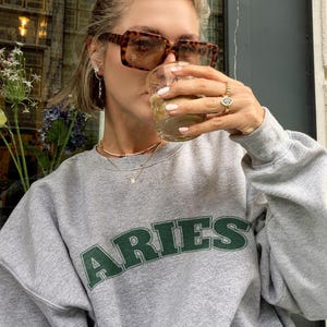 ARIES Zodiac Sweatshirt, Astrology Sweater, Women Tops, Birthday Gifts Tees, Trendy Sweater, Pinterest Hoodie image 1