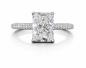Radiant Cut Lab Grown Diamond Ring, IGI Certified Engagement Ring, Radiant Diamond Ring, 10K 14K Gold Platinum Jewelry Gift